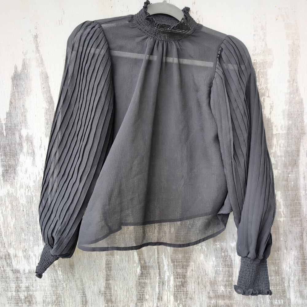 Chiffon Sheer Romantic Dainty Fairy Long Sleeve Top Women's Size Small